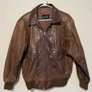 Rafferty A-2 Flight Bomber Brown Leather Jacket Vintage